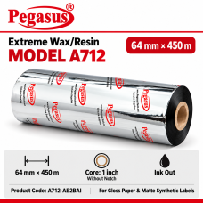 Extreme Wax/Resin-A712,64mmx450mtr,1 inch Core,Without Notch,Ink Out